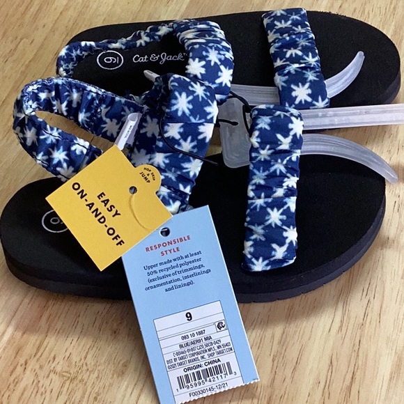 Toddler Girls' Mia Ankle Quarter Sandals - Cat & Jack - Blue - size 9 - new - Picture 5 of 6